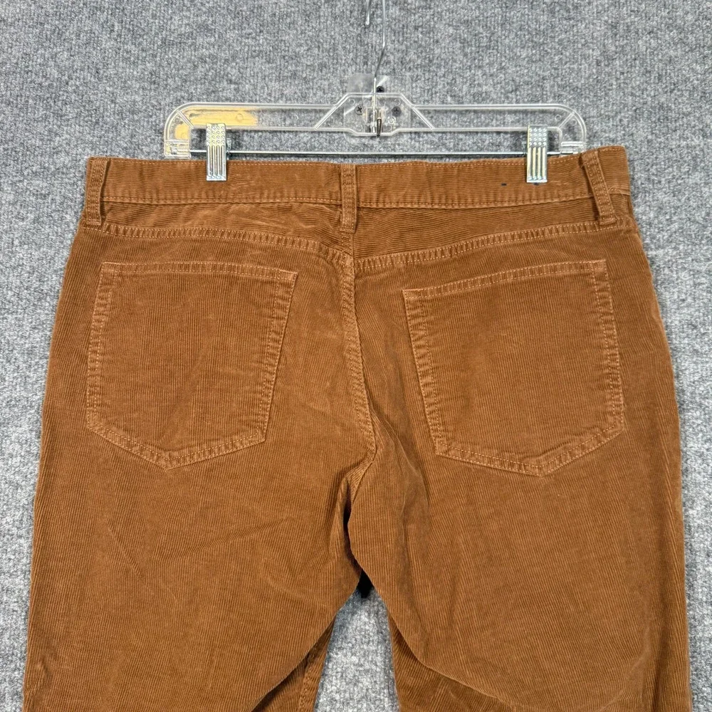 J. Crew‎ Corduroy Pants Mens 35x28 Burnt Orange Slim Flex Straight Leg Casual